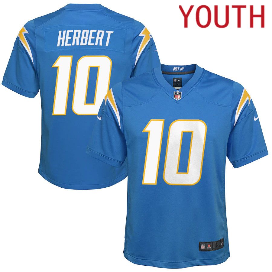 Youth Los Angeles Chargers #10 Justin Herbert Nike Powder Blue Game NFL Jersey